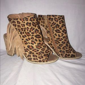 Very Volatile Leopard Peep Toe Booties